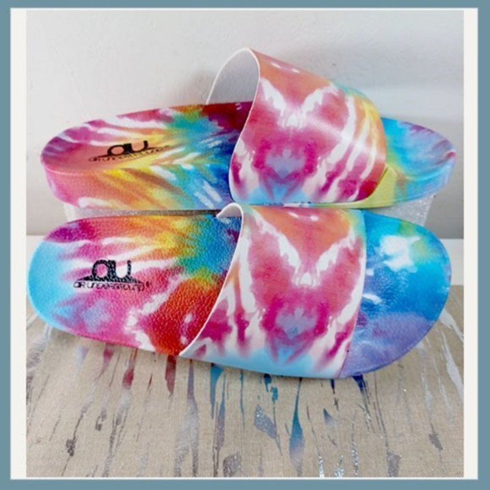 🌈 Air Underground Tie Dye Slides – Women’s Size 8 | Bright Colorful Sandal - Picture 4 of 8